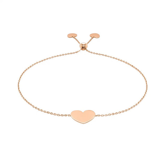 14k Rose Gold Adjustable Heart Bracelet (0.90 mm)