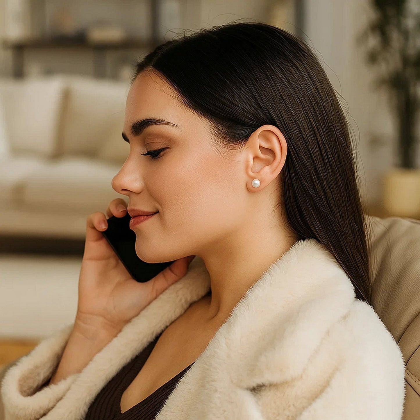 14k Yellow Gold Freshwater Cultured White Pearl Stud Earrings (5mm)