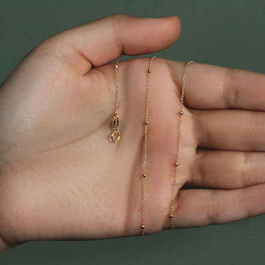 Bead Links Saturn Chain in 14k Yellow Gold (1.80 mm)