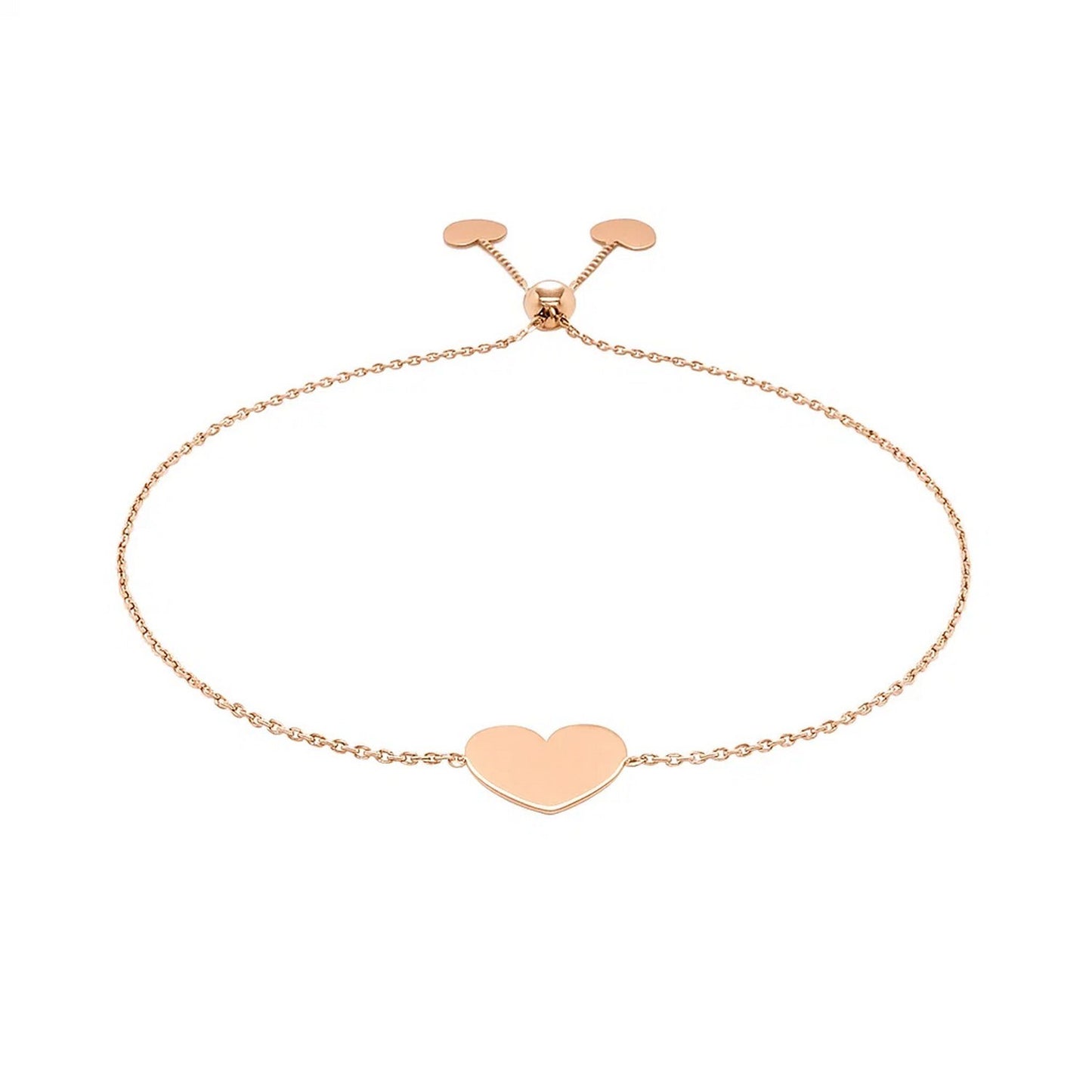 14k Rose Gold Adjustable Heart Bracelet (0.90 mm)