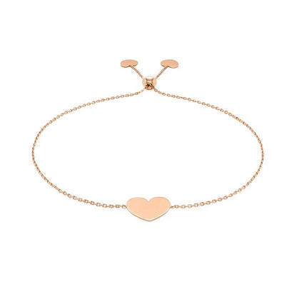 14k Rose Gold Adjustable Heart Bracelet (0.90 mm)