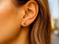 14k Yellow Gold Post Earrings with Moons