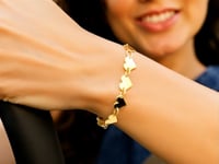 14k Yellow Gold 7 inch Mirrored Heart Chain Bracelet (5.00 mm)